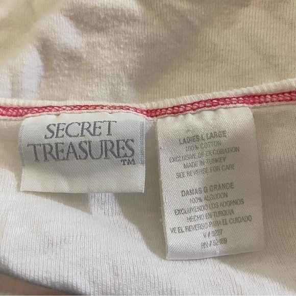Secret Treasures Short Sleeve Pajama Top White Large - Picture 3 of 4